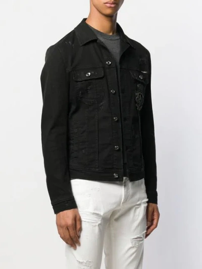 Shop Dolce & Gabbana Jeansjacke Im Distressed-look In Black