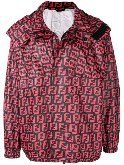 Shop Fendi Ff Printed Jacket In Red