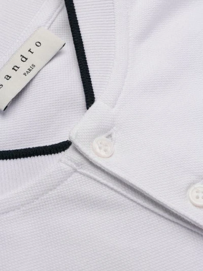 Shop Sandro Round Neck Polo Shirt In White