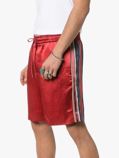 Shop Gucci Jacquard Stripe Shorts In Red