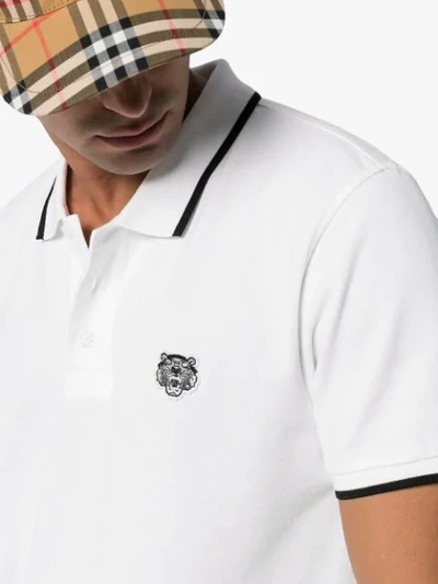 Shop Kenzo Tiger Logo Polo Shirt In White