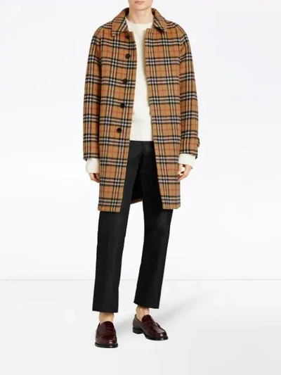 Shop Burberry Vintage Check Alpaca Wool Car Coat In A2219 Antique Yellow