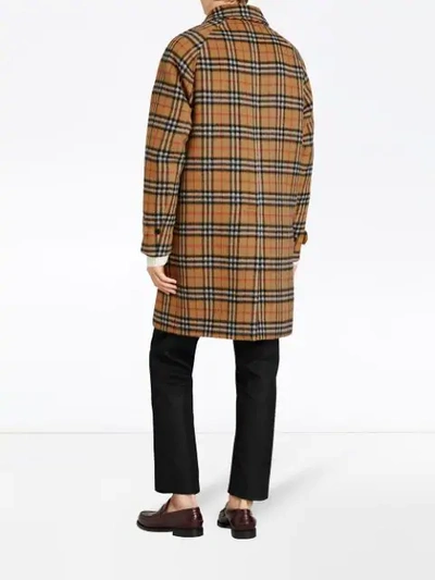 Shop Burberry Vintage Check Alpaca Wool Car Coat In A2219 Antique Yellow