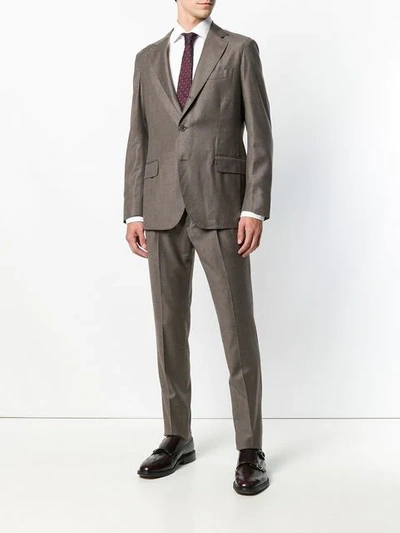 Shop Tombolini Woven Formal Suit In Brown