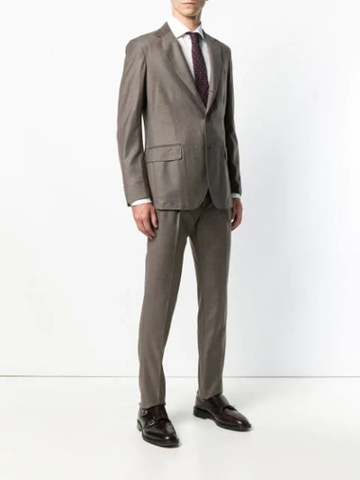 Shop Tombolini Woven Formal Suit In Brown