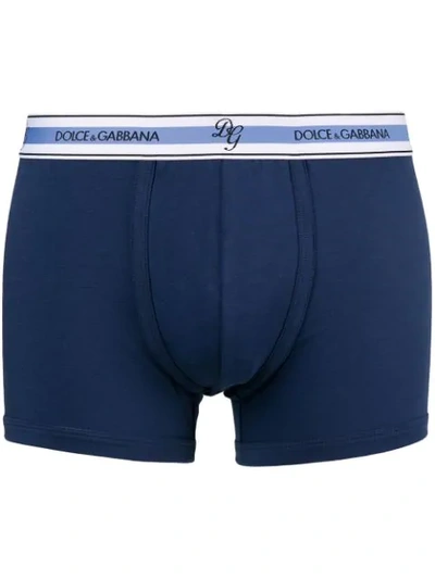 Shop Dolce & Gabbana Underwear Branded Boxer Briefs - Farfetch In Blue
