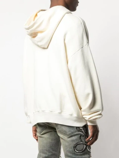 Shop Amiri Logo Drop Shoulder Hoodie In White