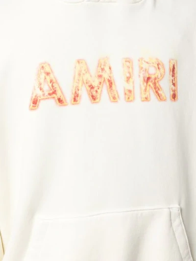 Shop Amiri Logo Drop Shoulder Hoodie In White