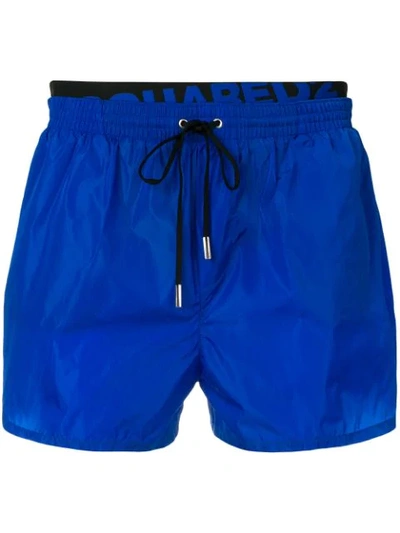 Shop Dsquared2 Logo Band Swim Shorts In Blue