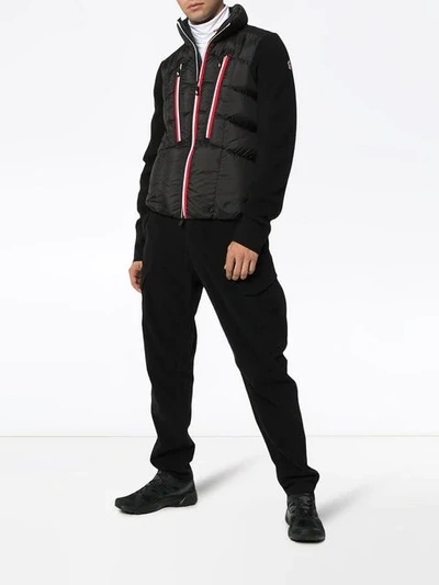 Shop Moncler Quilted Feather Down Zip Jacket In Black