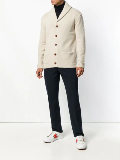 Shop Polo Ralph Lauren Chunky Knitted Cardigan In Neutrals