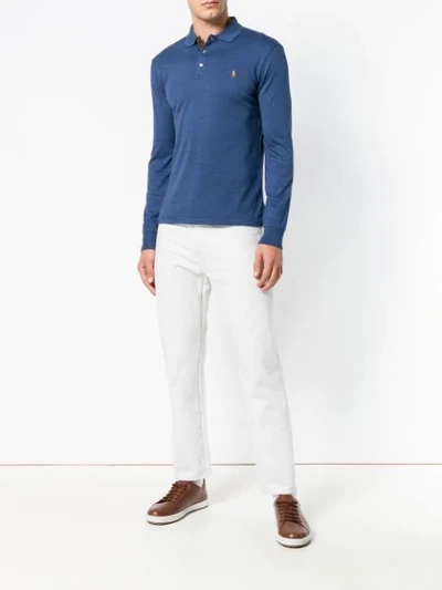 Shop Polo Ralph Lauren Longsleeved Polo Shirt In Blue