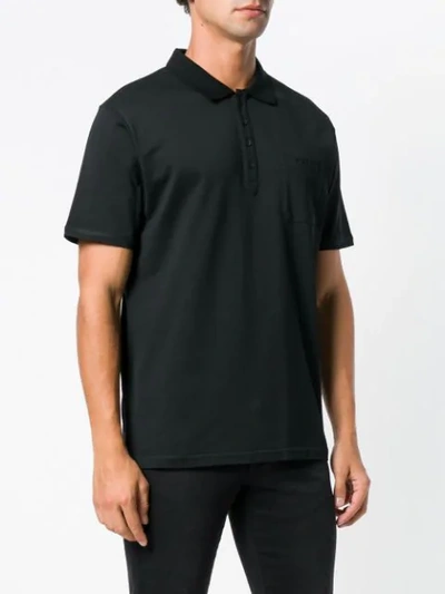 Shop Diesel Short Sleeved Polo Shirt In Black