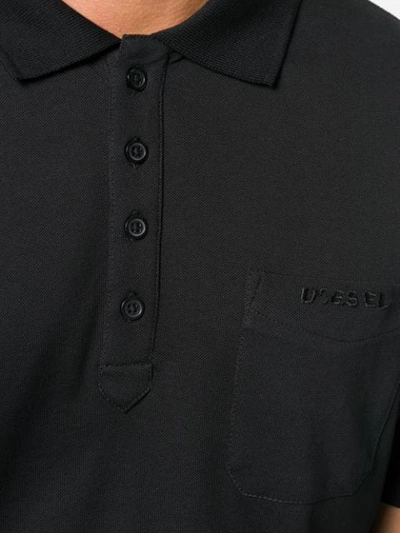 Shop Diesel Short Sleeved Polo Shirt In Black
