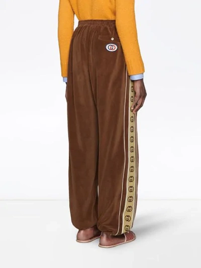 Shop Gucci Loose Chenille Jogging Pant In Brown