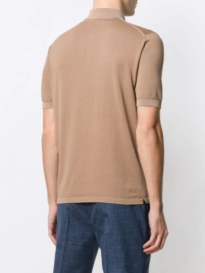 Shop Eleventy Knit Polo Shirt In 03 Tortora