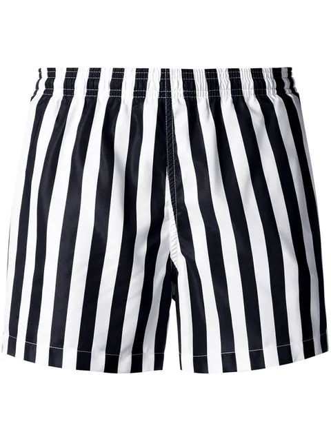 black and white striped swim shorts