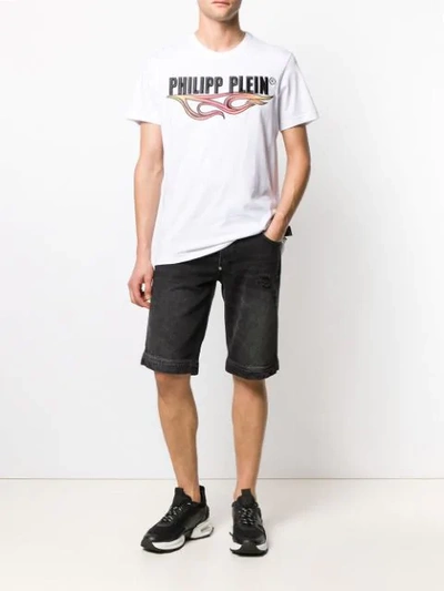 Shop Philipp Plein Embroidered Logo T-shirt In White