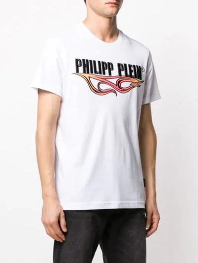 Shop Philipp Plein Embroidered Logo T-shirt In White