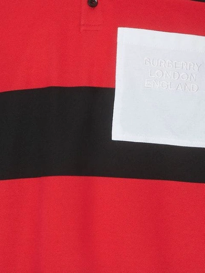 Shop Burberry Striped Cotton Piqué Polo Shirt In Red ,black