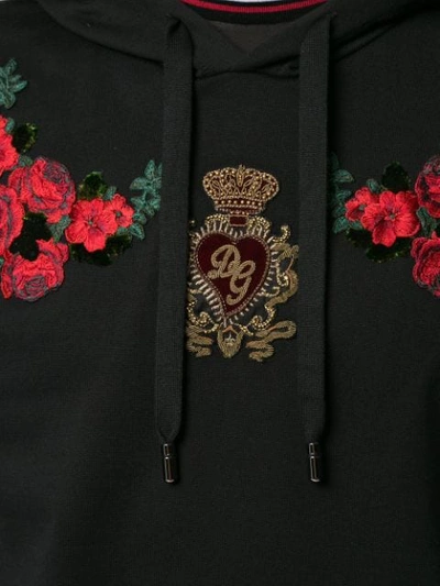 Shop Dolce & Gabbana Floral Patch Hoodie In Black