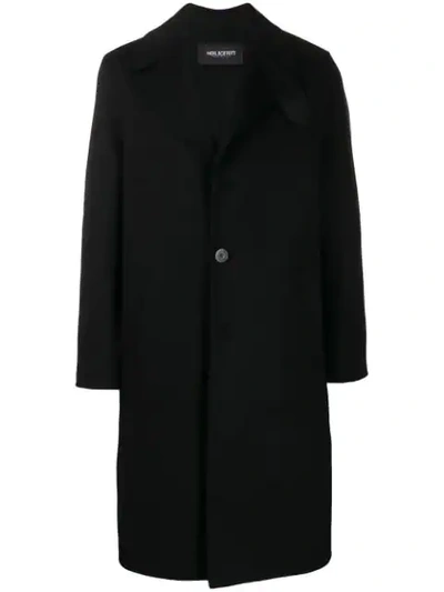 Shop Neil Barrett Strap Detail Overcoat In Black