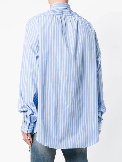 Shop Gucci Oversized Stripe Print Shirt In Blue