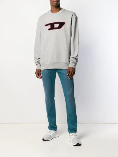 Shop Diesel Logo Patch Sweatshirt In Grey