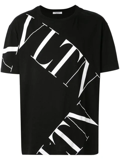 Shop Valentino Vltn Logo Print T-shirt In Black