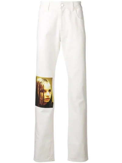 Shop Raf Simons Christiane F. Patch Jeans In White