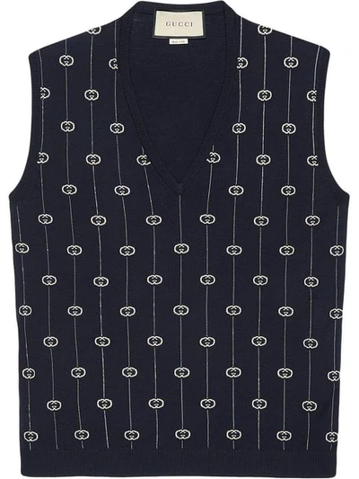 Shop Gucci Interlocking G Stripe Vest In Blue