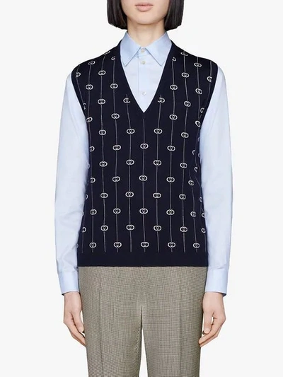 Shop Gucci Interlocking G Stripe Vest In Blue