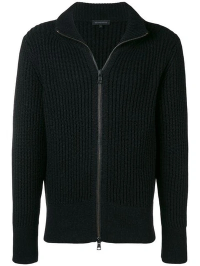 Shop Ann Demeulemeester Rib Knit Zipped Sweatshirt In Black