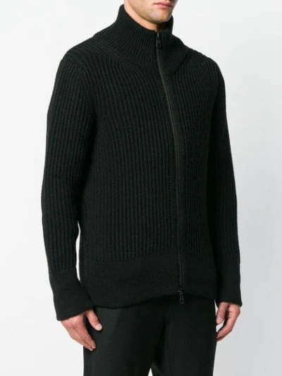 Shop Ann Demeulemeester Rib Knit Zipped Sweatshirt In Black