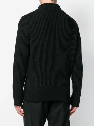 Shop Ann Demeulemeester Rib Knit Zipped Sweatshirt In Black