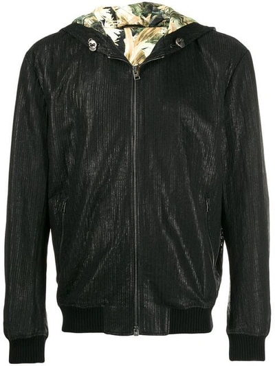 Shop Etro Leather Bomber Jacket - Black