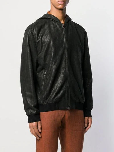 Shop Etro Leather Bomber Jacket - Black