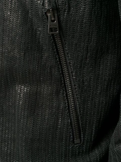 Shop Etro Leather Bomber Jacket - Black