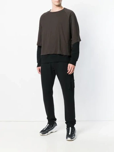 Shop Ben Taverniti Unravel Project Layered Sweatshirt In Brown