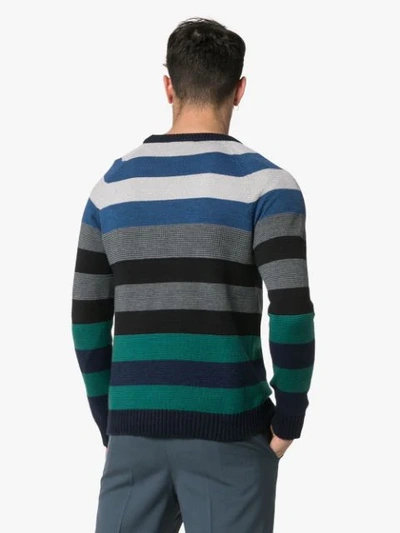 Shop Missoni Logo Intarsia Striped Sweater In Multicolour