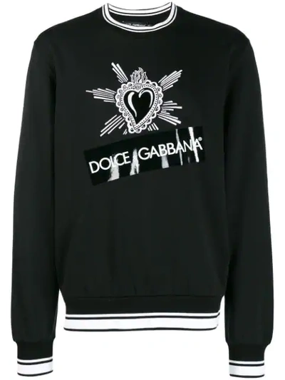 Dolce & Gabbana Sweatshirt Mit Herz-print In Black | ModeSens