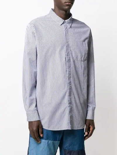 Shop Engineered Garments Striped Long-sleeve Shirt In Blue