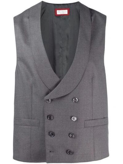 Shop Brunello Cucinelli Double-breasted Waistcoat In Grey