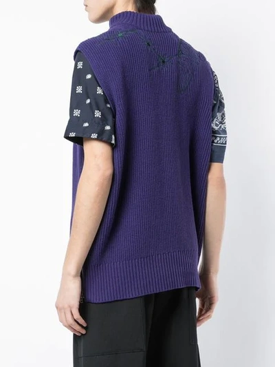 Shop Sacai Turtleneck Vest In Purple