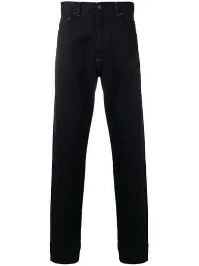 Shop Fendi Stitch Embellished Straight-leg Jeans In Black