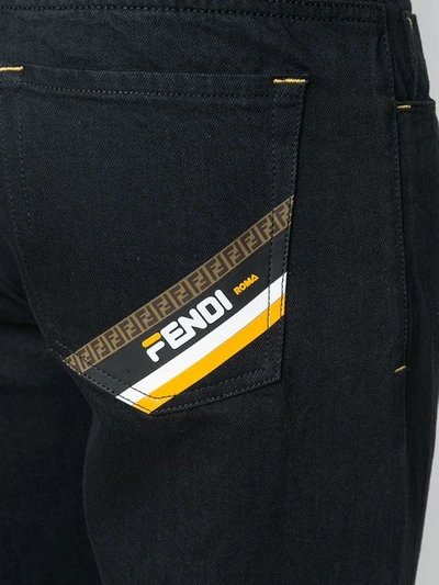 Shop Fendi Stitch Embellished Straight-leg Jeans In Black