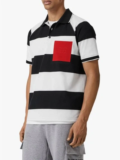 Shop Burberry Rugby Stripe Tipped Cotton Piqué Polo Shirt In Black