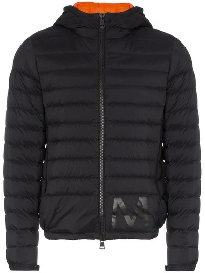 Shop Moncler Quilted Feather Down Hooded Jacket In Black