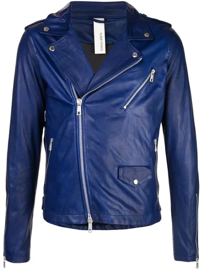 Shop Giorgio Brato Fitted Biker Jacket In Blue