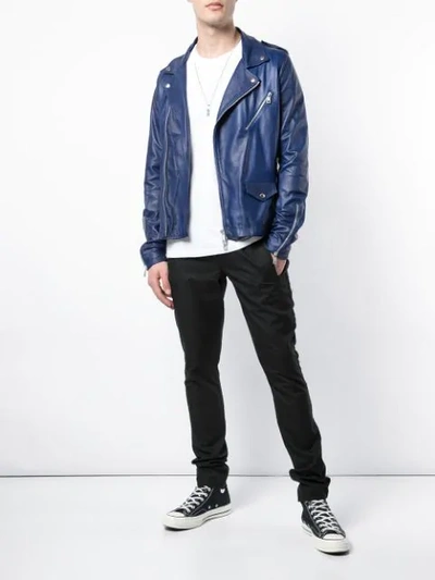 Shop Giorgio Brato Fitted Biker Jacket In Blue